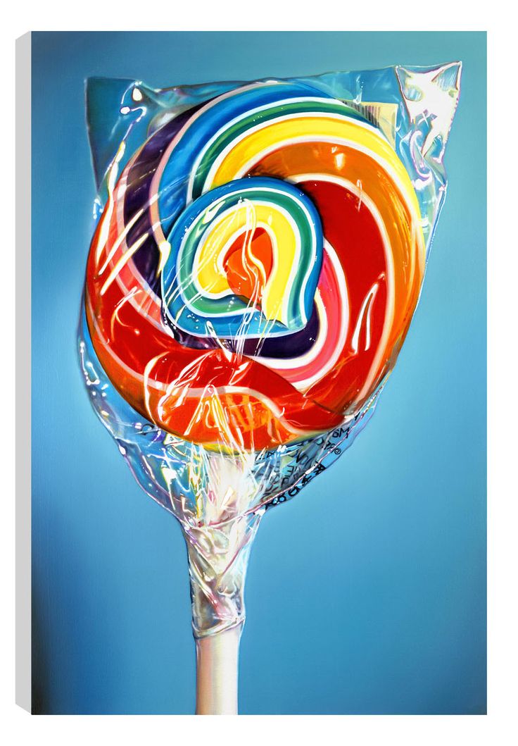 a lollipop candy on top of a blue background