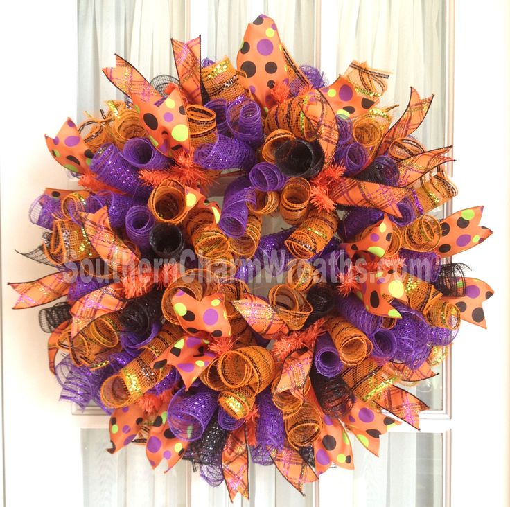 Halloween mesh wreaths, Deco wreaths, Halloween deco mesh