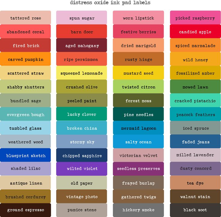 the color chart for different shades of paint