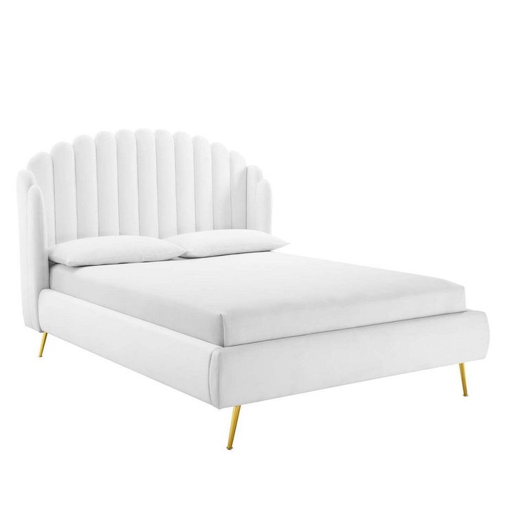 Modway Lana Platform, White Royal Bedroom Design, Wingback Bed, Tufted Bed, White Appliances, Queen Platform Bed, Preppy Room Decor, Queen Headboard, Preppy Room, Modway Furniture