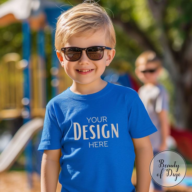 ✨ The Boy Royal Blue Bella Canvas 3001 T-shirt mockup features an adorable boy donning sunglasses, soaking up the sunny vibes against the backdrop of a playground. 🌟 Elevate Your Brand with Limitless Possibilities! 🌟 Get ready to take your designs to the next level with our high-resolution digital mockup! This Mockup is perfect for showcasing your creations in stunning detail. With this immediately uploadable JPG file, you'll have the freedom to easily place any design on the mockup, resize an Blue Custom Print Short Sleeve T-shirt, Blue Cotton T-shirt With Custom Print, Blue Short Sleeve Shirt With Branding, Customizable Blue Short Sleeve T-shirt, Casual Customizable Blue T-shirt, Customizable Blue Crew Neck Shirt, Sunny Vibes, Digital Mockup, T Shirt Mockup