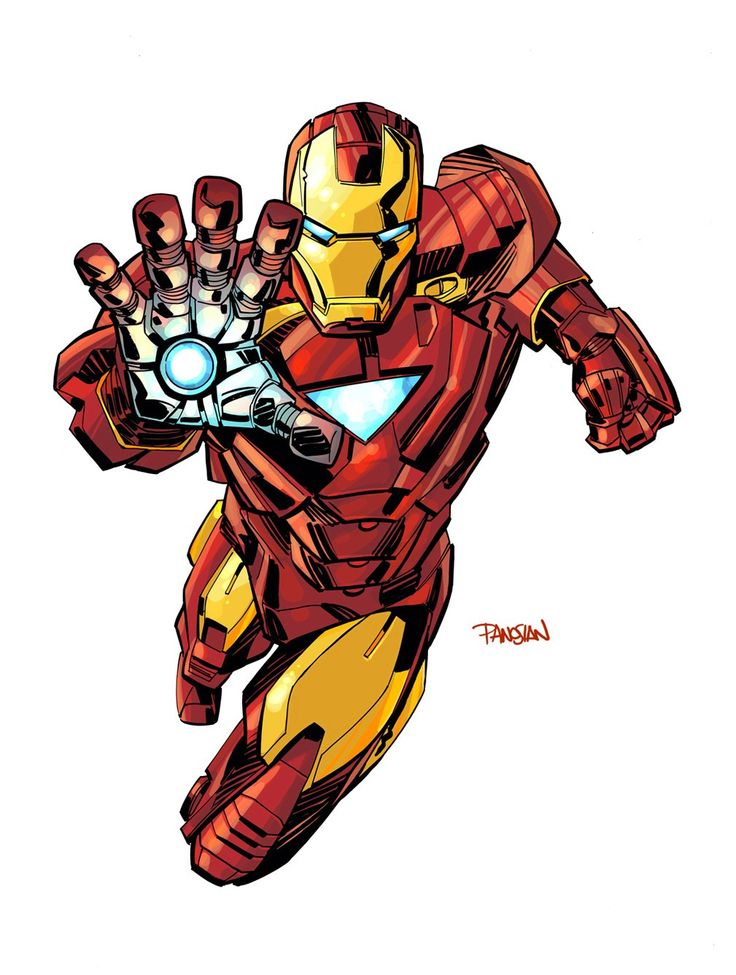 an iron man is holding his hand out