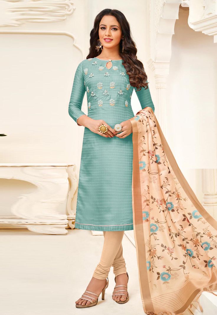 Buy Aqua Chanderi Silk Churidar Suit 198620 online at lowest price from huge collection of salwar kameez at Indianclothstore.com. Silk Churidar, Indian Salwar, Latest Salwar Kameez, Churidar Suits, Aqua Fabric, Salwar Suits Online, Indian Salwar Kameez, Salwar Kameez Online, Designer Salwar Suits