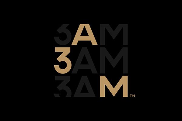 a black and gold logo with the words sam 3am, 3am on it