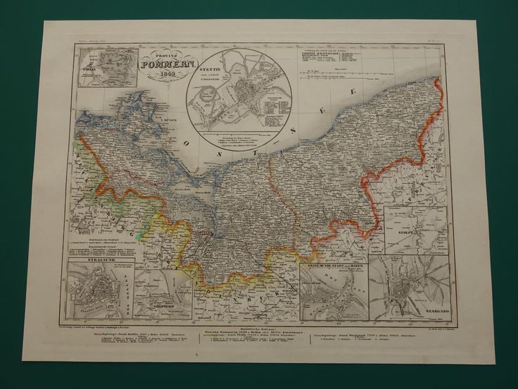 GERMANY Old Map of Pomerania 1849 Original Antique Print Stettin ...