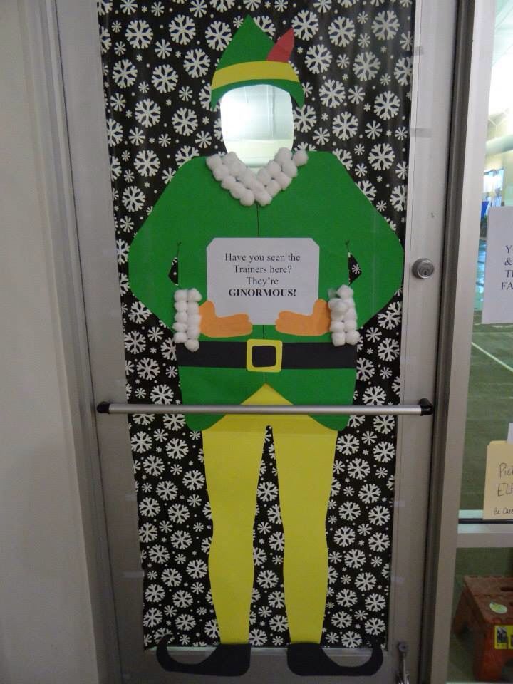 a door decorated to look like an elf