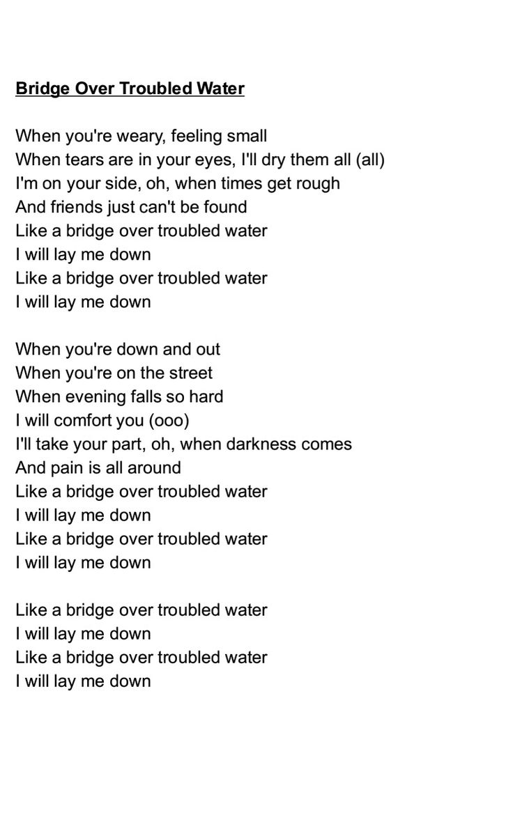 the bridge over troubled water poem