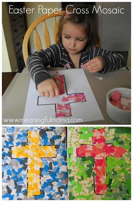 Easter Craft Idea for Kids - Paper Cross Mosaic Easter Crafts Preschool ...