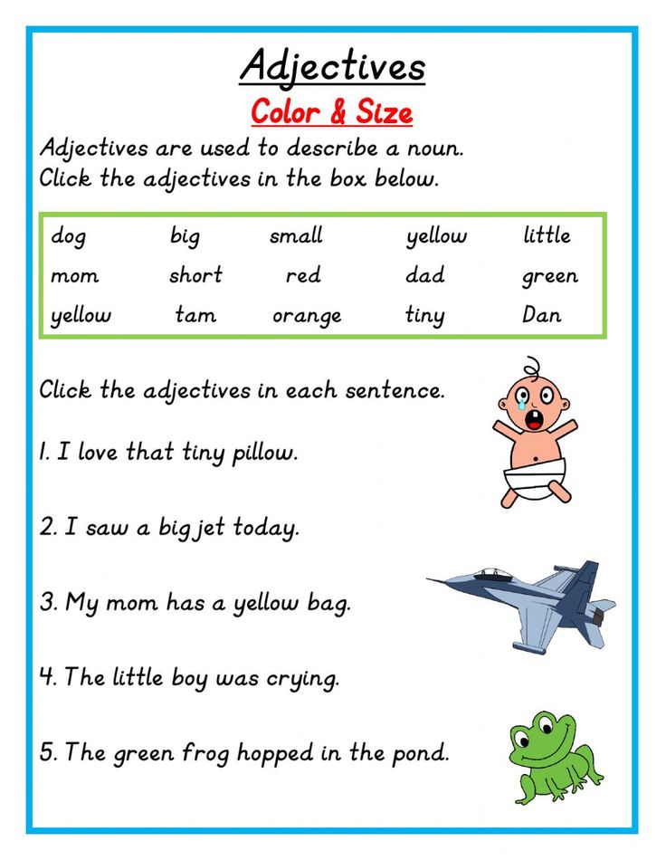 Adjectives Color and Size worksheet | Adjective worksheet, Describing ...