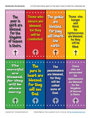 The Beatitudes Bookmarks | Beatitudes, Bible lessons for kids, Bible ... image.