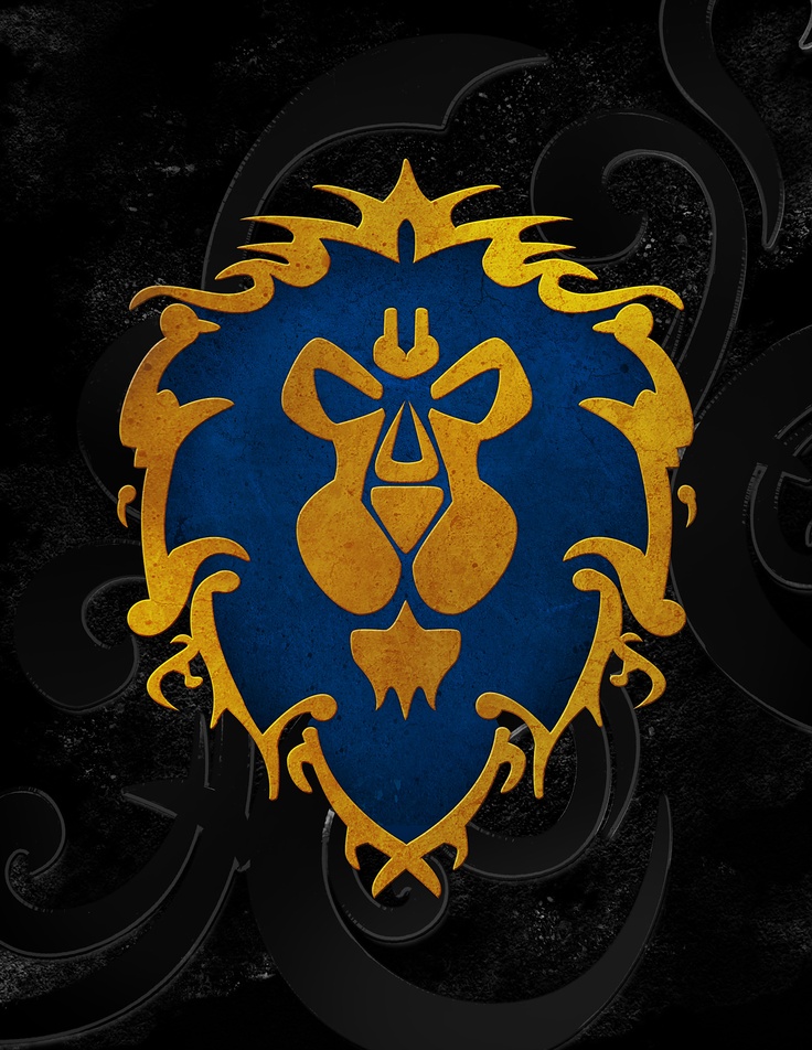 a blue and yellow lion head on a black background