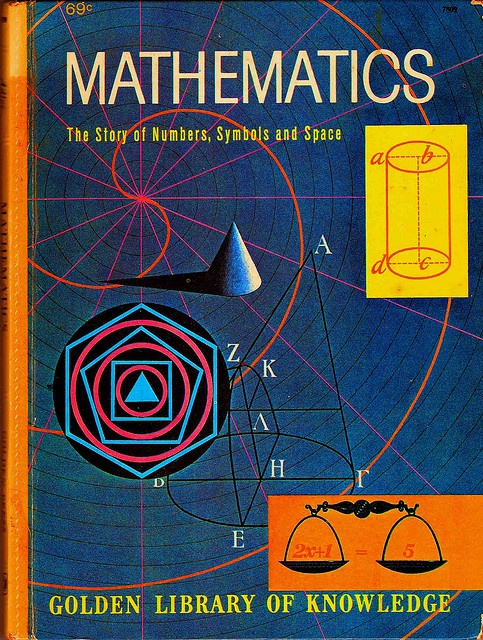 a book cover with an image of a golden object and the words,'mathematic