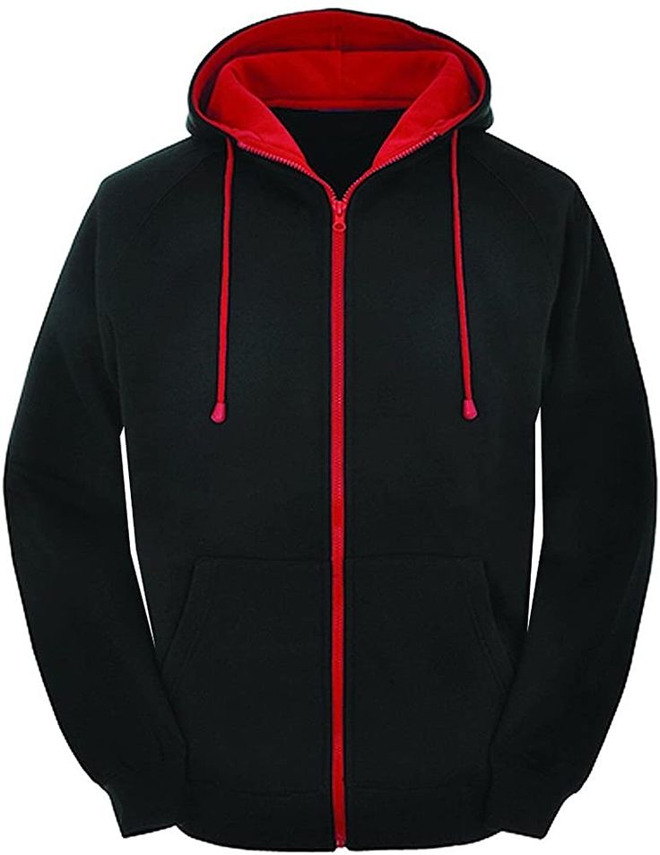 Amazon.com: Mens Contrast Varsity Retro Zip up Hoodie Unisex Hooded Sweatshirt Zipper Jacket Black Red: Clothing Black And Red Hoodie, Camping Wear, Varsity Hoodie, Sweatshirt Zipper, Mens Fashion Classy, Zipper Jacket, Zipper Hoodie, Zip Up Hoodie, Mens Fashion Casual