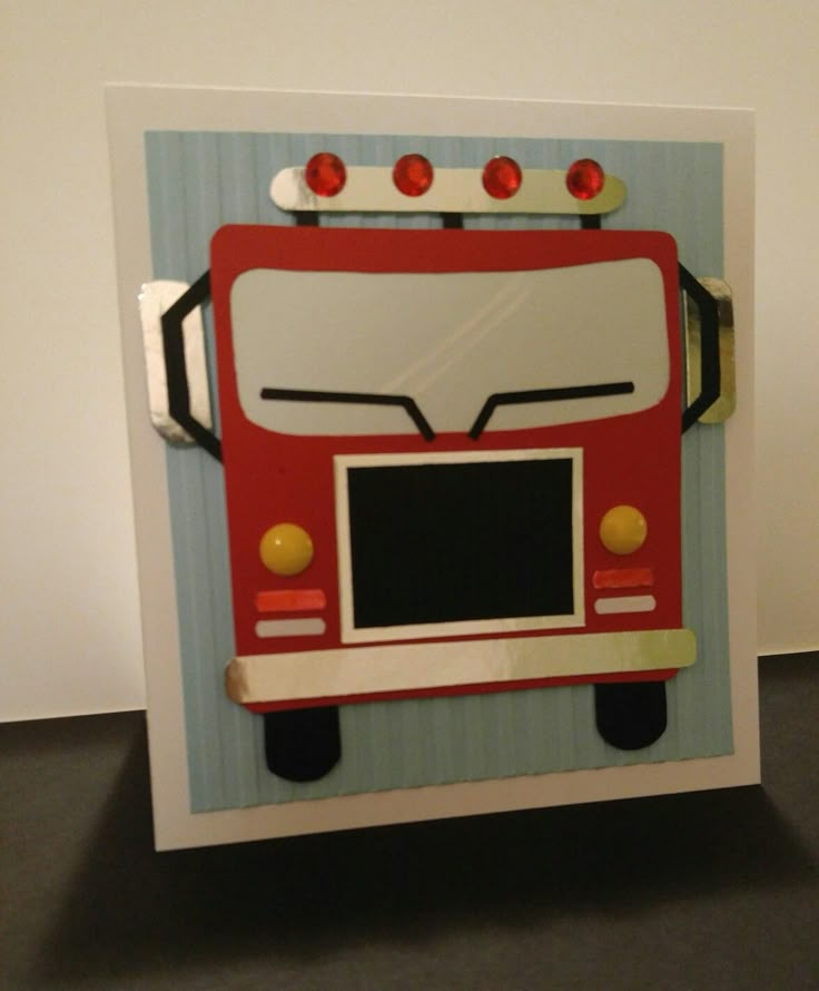 a card made to look like a fire truck