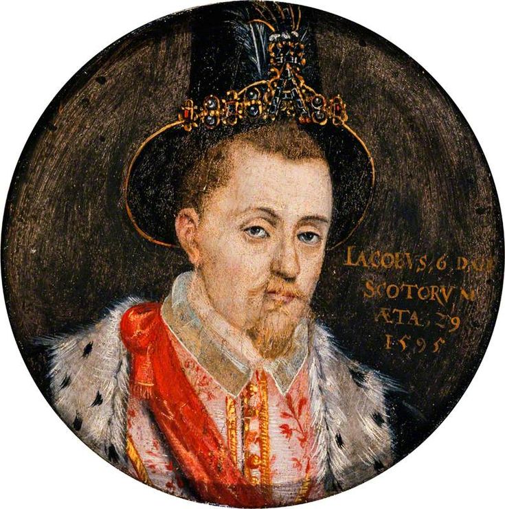 an old portrait of a man wearing a crown