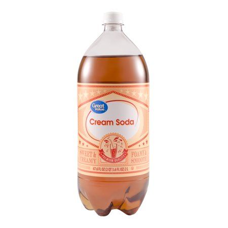 a bottle of cream soda on a white background