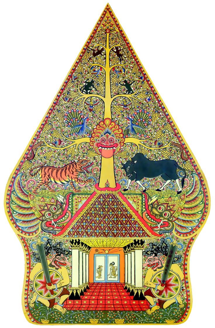 an elaborately decorated wall hanging with animals and other things in the middle of it