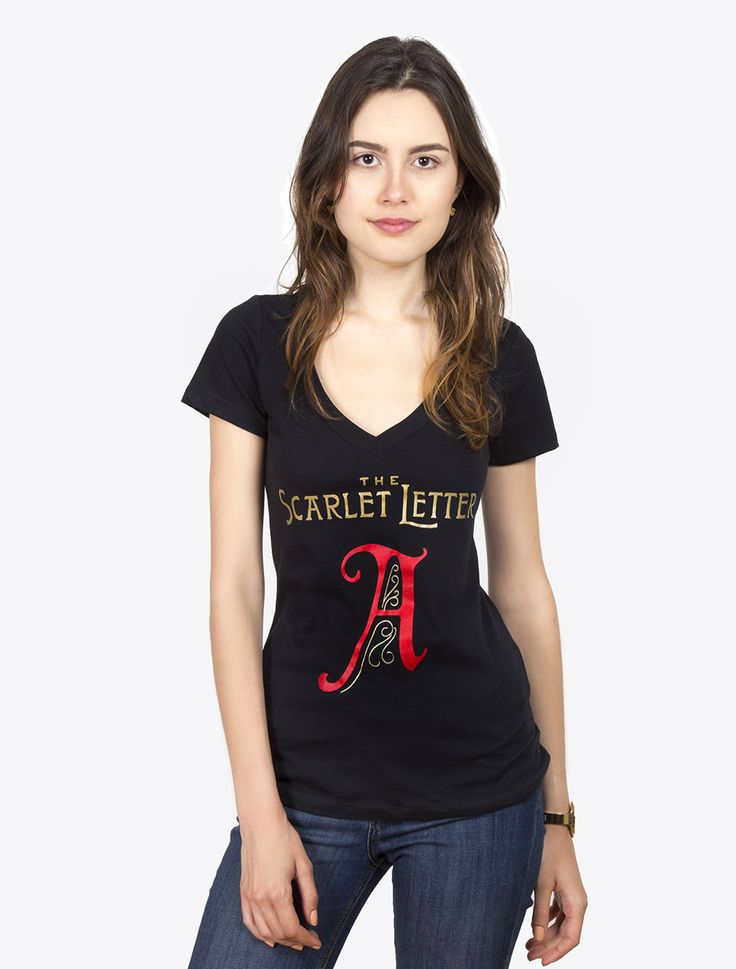 Scarlet Letter T-Shirt (Women's) Donation Letter, Female Books, Scarlet Letter, The Scarlet Letter, Book Tshirts, Bookish Things, Book Shirts, Letter T, Neck Shirt