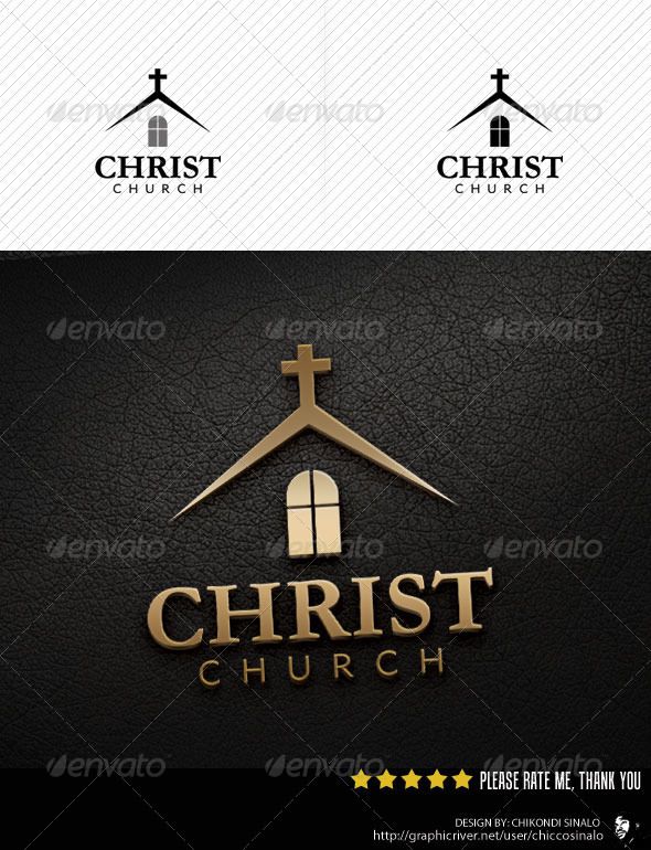 the church logo is shown in three different colors and font styles, including gold on black