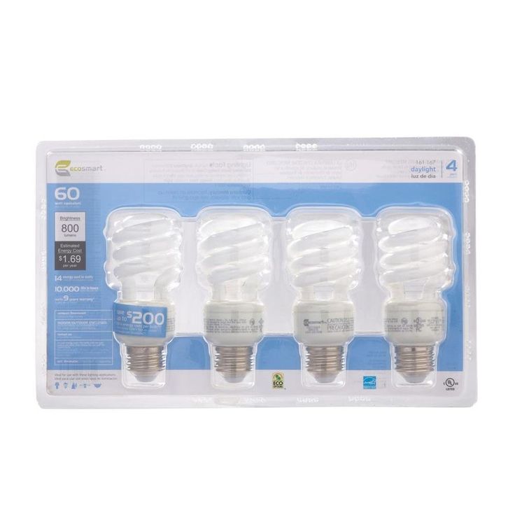 three light bulbs in packaging on a white background