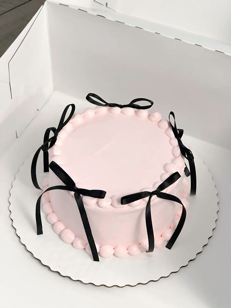 Pink And Black Ribbon Bow Cake 🎀 Birthday Cake 