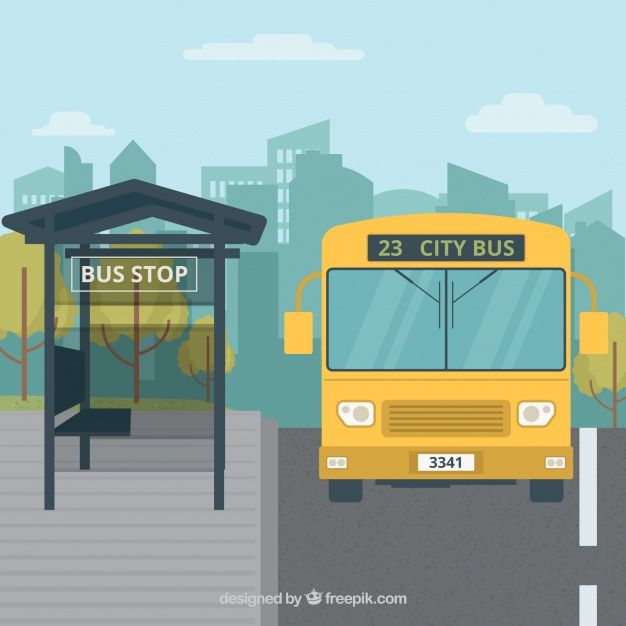 Free Vector | Urban bus and bus stop with flat design in 2024 | Bus ...