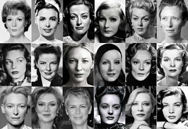 many different pictures of women in black and white, with one woman's face