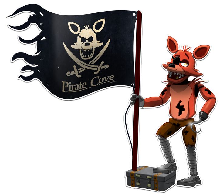 a cartoon character holding a pirate cove flag