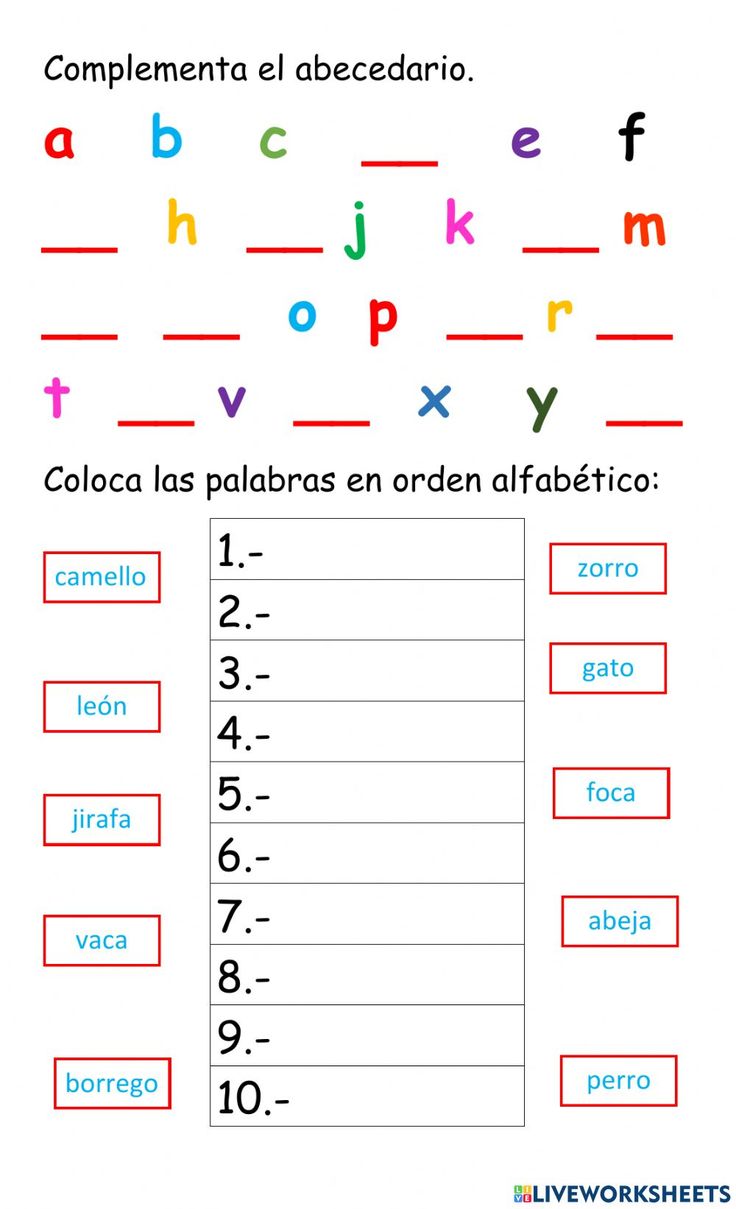 the spanish alphabet worksheet with numbers and letters