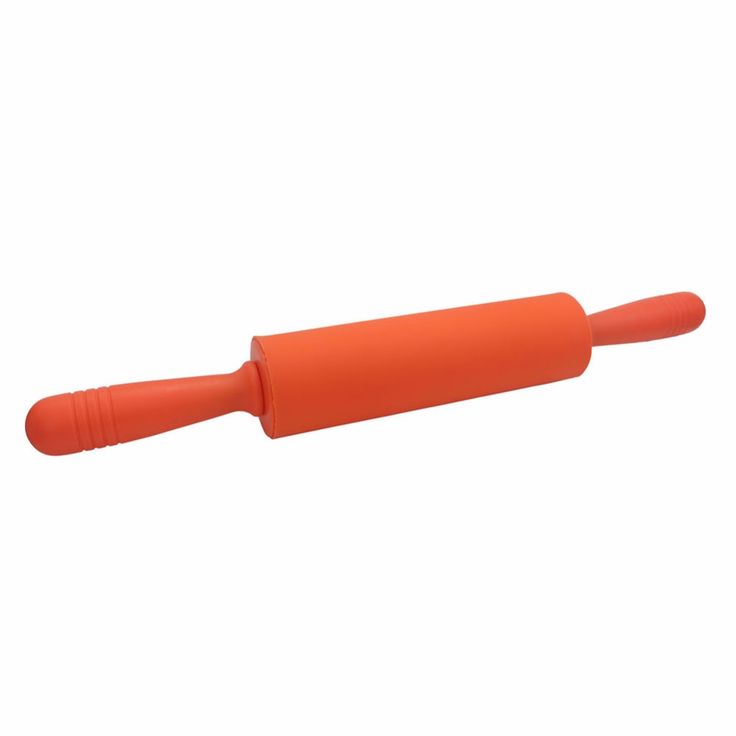 an orange plastic toothbrush on a white background