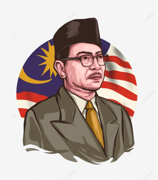 an image of a man wearing glasses and a hat with the malaysian flag in the background