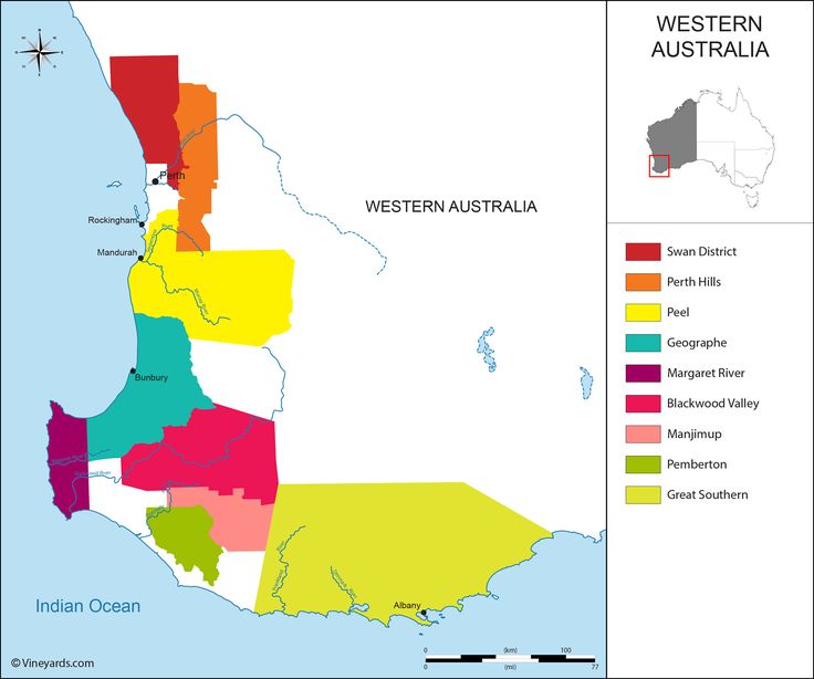 the western australia region is highlighted in bright colors and includes several different areas that have been colored