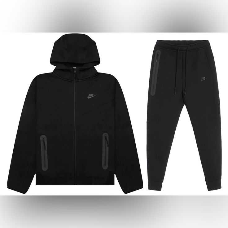 Nwt! Nike Tech Sweatsuit Black 100% Authentic Fast Shipping Great Quality Nike Tech Sweatsuit, Nike Sweat Suit, Nike Tech Tracksuit, Nike Sets, Full Tracksuit, Nike Sportswear Tech Fleece, Tech Fleece Hoodie, Joggers Set, Nike Sweats