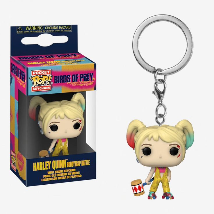 the pop keychain is in front of a box with an image of harley on it