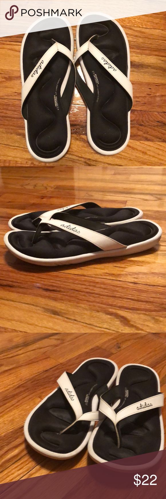 Adidas Fit Foam flip flops Blue and white adidas flip flops. Has the fit foam soles which are very comfortable to wear. Size 9, i excellent condition barely worn. adidas Shoes Sandals Blue And White Adidas, Adidas Fit, Adidas Flip Flops, Adidas Blue, Blue Adidas, White Adidas, Adidas Shoes, Adidas Women, Mens Flip Flop