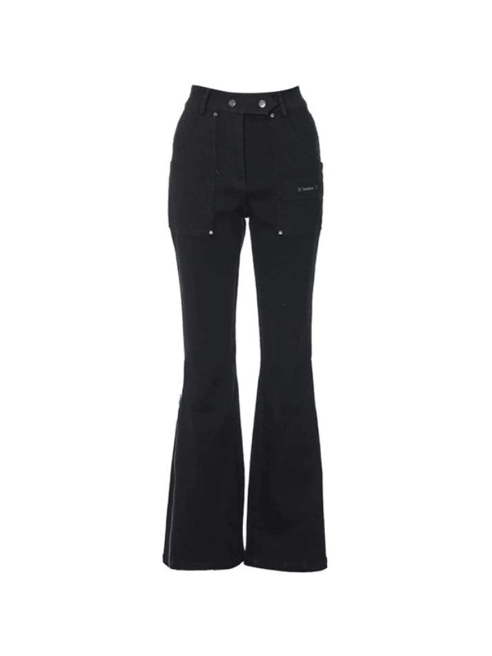 ⚡️Free Shipping 2023 Zip Fly Black Flare Leg Pants Black L under $62.00 in Pants at AnotherChill.com Online. Style: Casual/Street/Y2K/Punk/Sweet/Preppy/Vintage. Fabric Content: Polyester, Cotton. Fit Type: Flare Leg. : These cargo-style flare pants have metal embellished to the leg, features ankle zip fly, and with snap button & zip fly detailing.. SIZE. Waist. Hips. Outseam. S. 27inch/ 69cm. 36inch/ 91cm. 42inch/ 107cm. M. 28inch/ 71cm. 38inch/ 97cm. 43inch/ 109cm. L. 30inch/ 76cm. 39inch/ 99cm Black Flare Leg Pants, Street Y2k, Preppy Vintage, Y2k Punk, Bodycon Floral Dress, Black Flare, Cargo Style, Flare Leg Pants, Crop Top Blouse