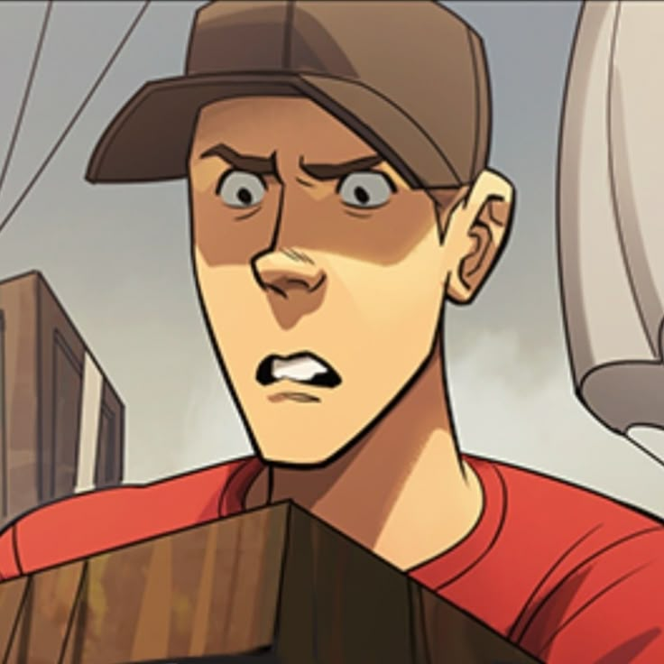 a man in a baseball cap is looking at something with his eyes wide open and an angry look on his face