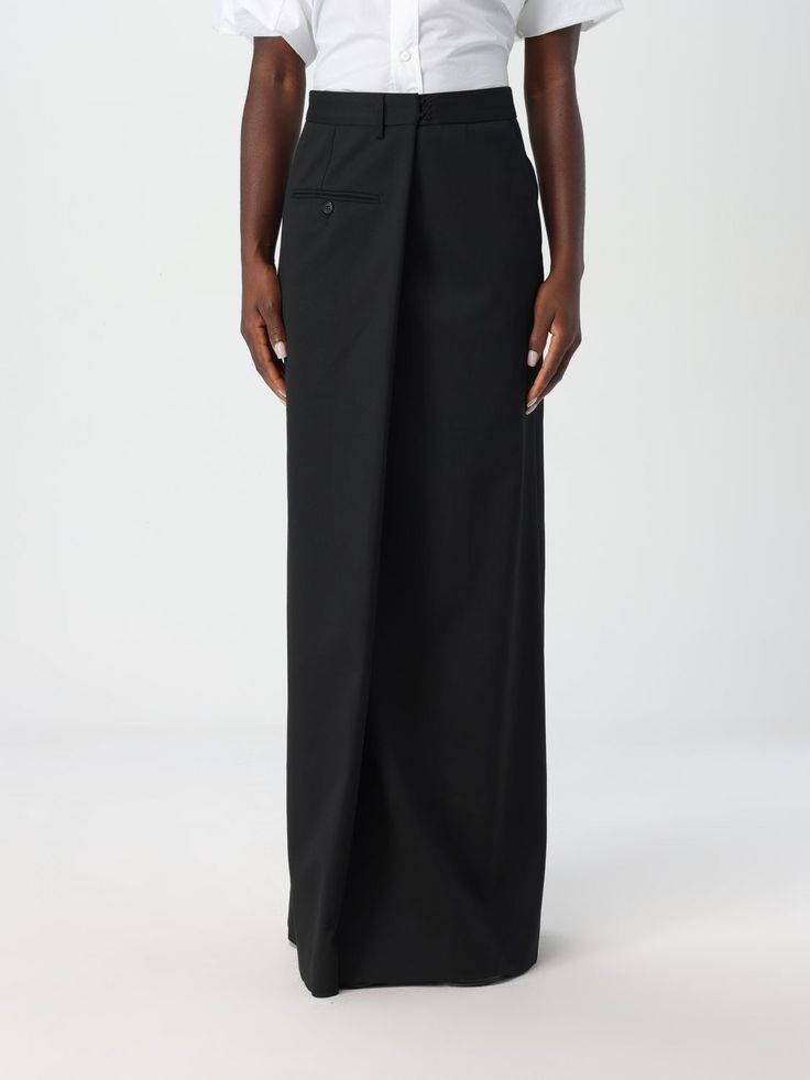 Buy from $635.32: Skirt MM6 MAISON MARGIELA Woman color Black Black Formal Relaxed Draped Skirt, Formal Black Relaxed Draped Skirt, Black Relaxed Draped Skirt For Formal Occasions, Formal Asymmetrical Pleated Skirt, Formal Fitted Asymmetrical Maxi Skirt, Black Draped Long Skirt For Formal Occasions, Formal Asymmetrical Pencil Skirt For Spring, Formal Asymmetrical Relaxed Skirt, Formal Asymmetrical Lined Skirt