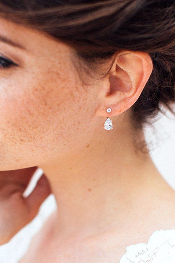 Crystal Ear Jacket Silver Spikes Earjacket Silver Ear Wedding Earrings With Hair Down, Bridal Earrings Hair Down Diamond, Bride Stud Earrings, Simple Bridal Earrings With Updo, Minimal Wedding Earrings, Simple Bridal Jewelry Silver, Dainty Wedding Earrings Silver, Bridal Earrings Simple, Simple Wedding Earrings Silver