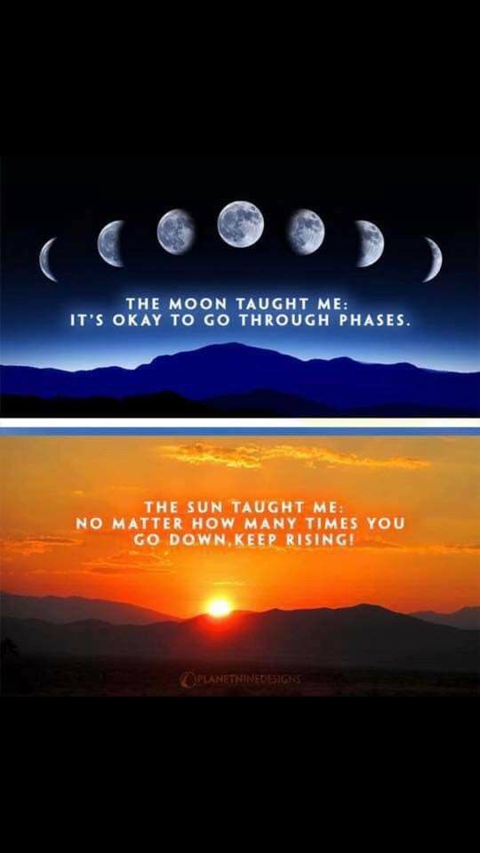 two pictures with the same sky and moon in different colors, one has an image of three