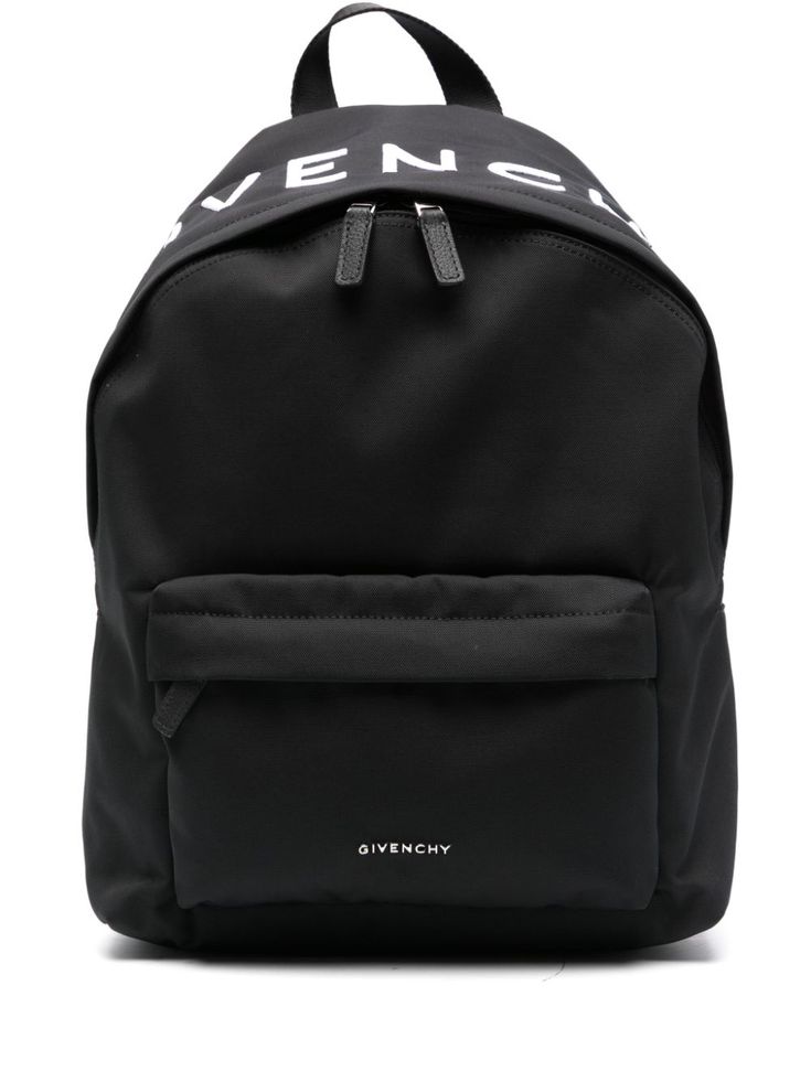 black/white interlock weave embroidered logo front two-way zip fastening two adjustable shoulder straps single top handle front zip-fastening pouch pocket logo plaque main compartment internal laptop pocket internal logo patch Luxury Logo Print Shoulder Bag For Travel, Luxury Shoulder Bag With Logo Print For Travel, Functional Black Bags With Logo Hardware, Functional Black Bag With Logo Hardware, Designer Black Nylon Backpack, Designer Bags With Logo Patch For Everyday Use, Black Travel Bag With Logo Patch, Luxury Shoulder Bag With Logo Patch For Travel, Black Shoulder Bag With Logo Print For Travel