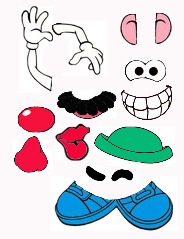 an assortment of different cartoon faces on a white background