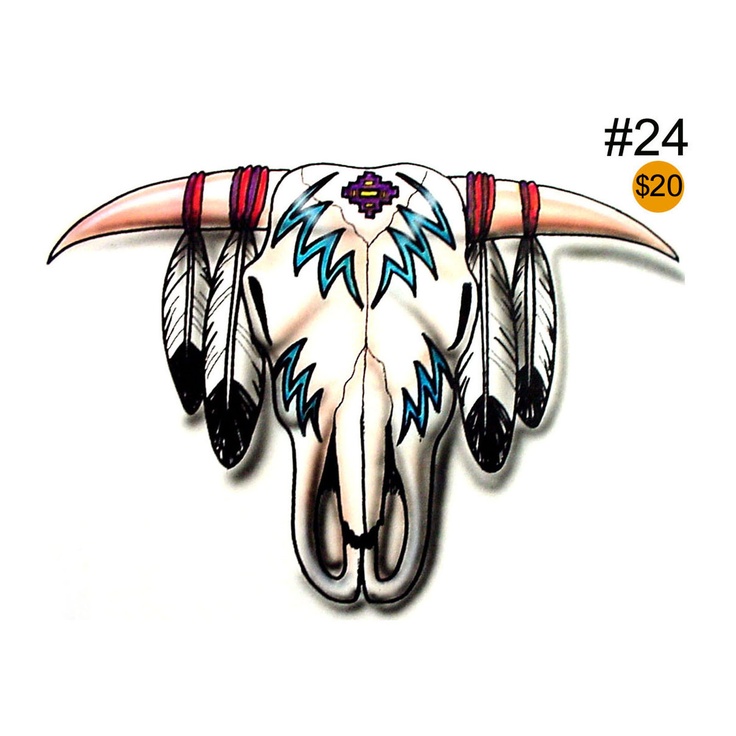 a drawing of a bull skull with feathers on it's head and numbers in the background