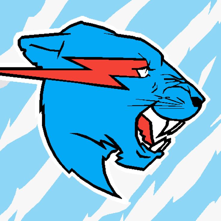 an image of a blue and red tiger mascot