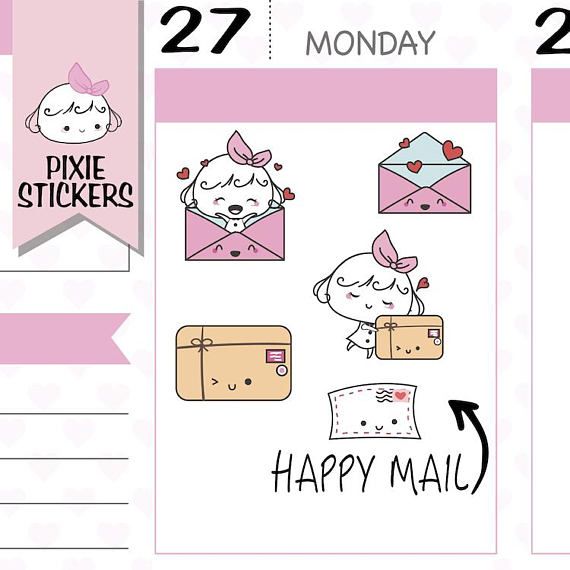 P031 | happy mail planner stickers,happy mail #papergoods #tag @EtsyMktgTool http://etsy.me/2yoA2jA Fitness Planner Stickers, Summer Planner, Work Stickers, Easter Stickers, Unicorn Stickers, Cute Planner, Bullet Journal Stickers, Planner Girl, Kawaii Stickers