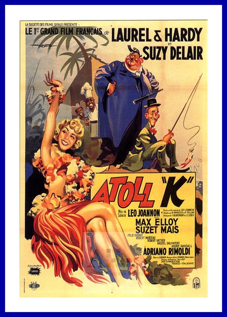 a movie poster for the film atoll k, starring actors from left to right