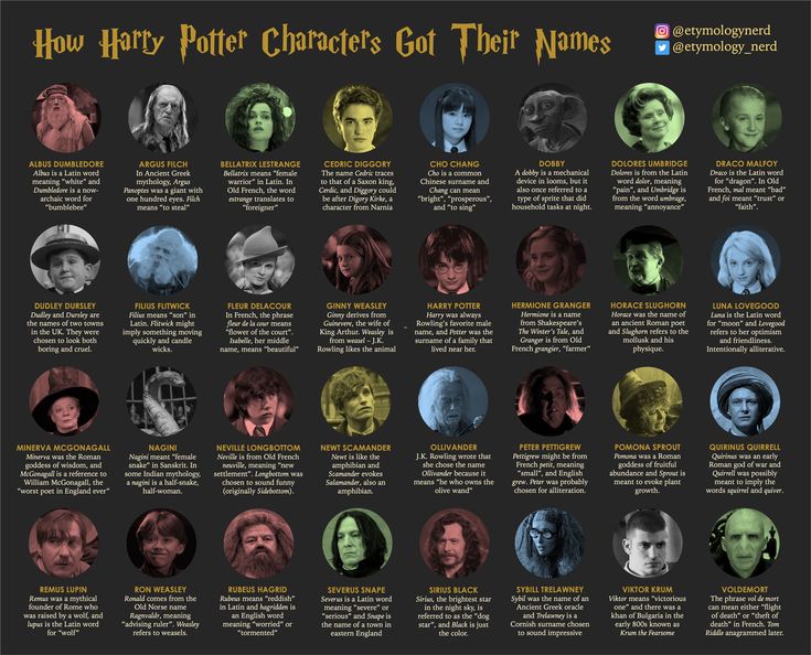 harry potter characters and their names on a black background with the words harry potter characters