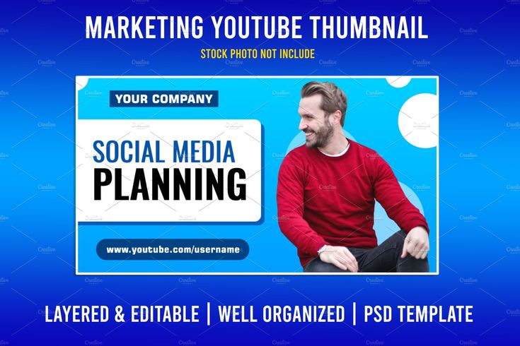 a social media banner with a man sitting on the ground in front of a blue background