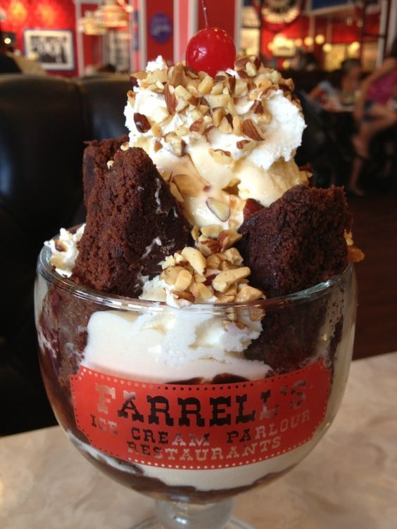 an ice cream sundae with chocolate and nuts on top