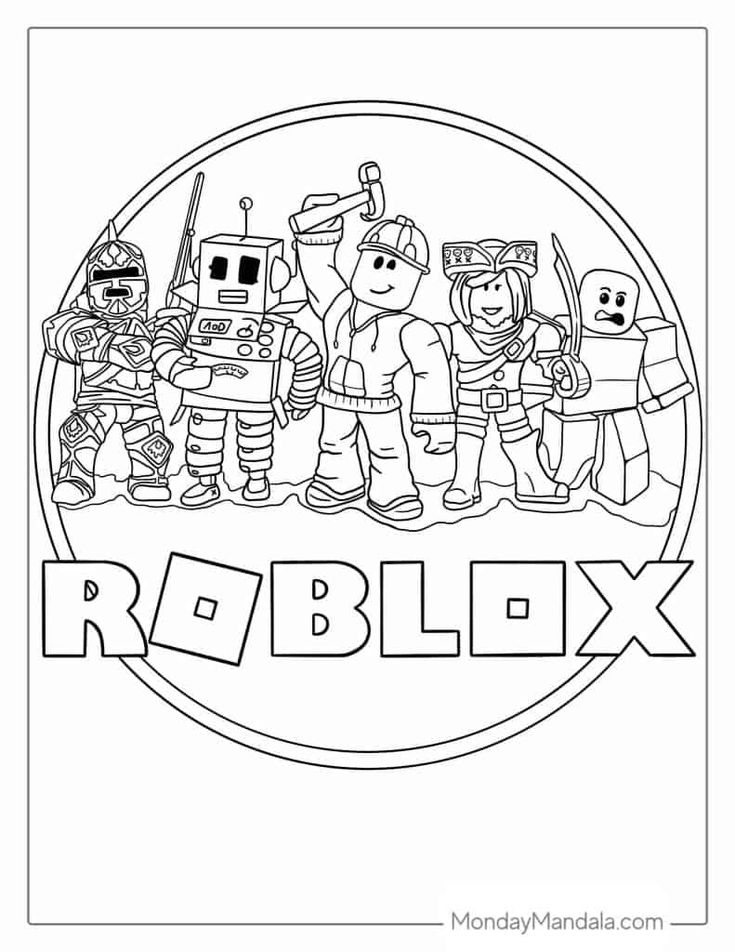 robblox coloring page with the characters from robblex and friends in it